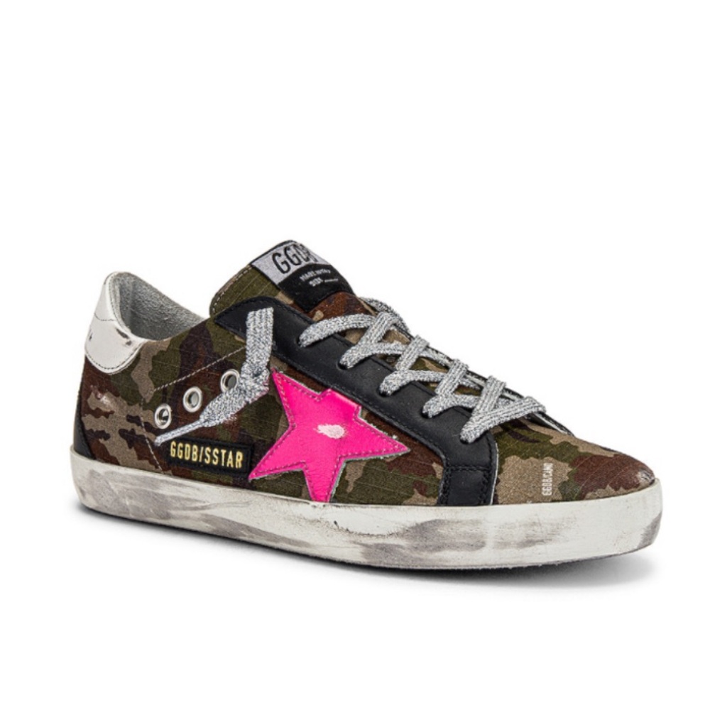 SUPERSTAR SNEAKER IN CAMO RIPSTOP LEATHER WITH PINK STAR - Picture 3 of 6